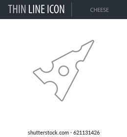 Symbol of Cheese. Thin line Icon of Food. Stroke Pictogram Graphic for Web Design. Quality Outline Vector Symbol Concept. Premium Mono Linear Beautiful Plain Laconic Logo