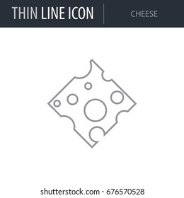 Symbol of Cheese. Thin line Icon of Milk. Stroke Pictogram Graphic for Web Design. Quality Outline Vector Symbol Concept. Premium Mono Linear Beautiful Plain Laconic Logo
