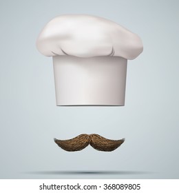 Symbol of chef cap toque and mustache. Haute cuisine. Vector illustrations.