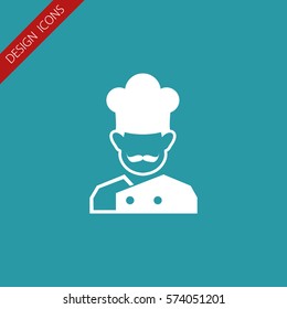 Symbol of chef cap toque and mustache. Haute cuisine. Vector Icon.