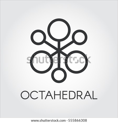 Symbol of chemical compound or octahedral molecule. Black icon. Pixel perfect 48x48 px. Simplicity pictograph. Logo for websites, mobile apps and other design needs. Vector contour label