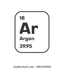 Symbol of chemical element Argon as seen on the Periodic Table of the Elements, including atomic number and atomic weight. Vector illustration