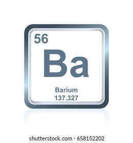 Symbol of chemical element barium as seen on the Periodic Table of the Elements, including atomic number and atomic weight.