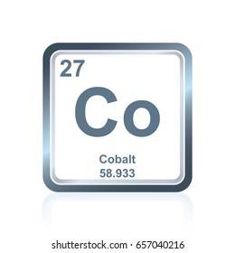 Symbol of chemical element cobalt as seen on the Periodic Table of the Elements, including atomic number and atomic weight.