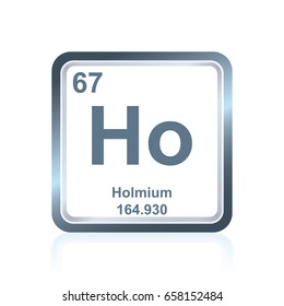 Symbol of chemical element holmium as seen on the Periodic Table of the Elements, including atomic number and atomic weight.