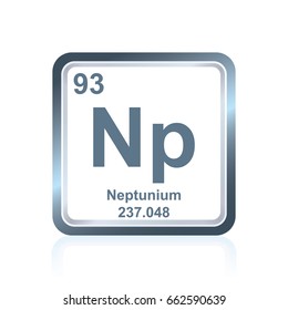 Symbol of chemical element neptunium as seen on the Periodic Table of the Elements, including atomic number and atomic weight.