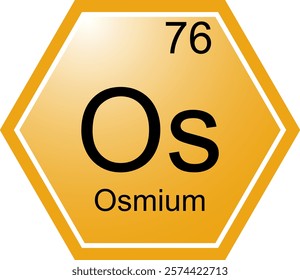 The symbol of the chemical element Os Osmium. A chemical element of the periodic table. Os is a transition metal. Science, chemistry. Vector hexagonal image.