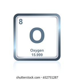 Symbol of chemical element oxygen as seen on the Periodic Table of the Elements, including atomic number and atomic weight.