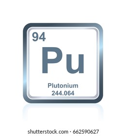Symbol of chemical element plutonium as seen on the Periodic Table of the Elements, including atomic number and atomic weight.