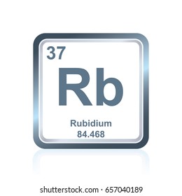 Symbol of chemical element rubidium as seen on the Periodic Table of the Elements, including atomic number and atomic weight.