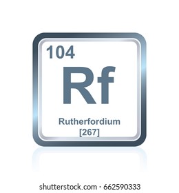 Symbol of chemical element rutherfordium as seen on the Periodic Table of the Elements, including atomic number and atomic weight.