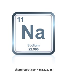 Symbol of chemical element sodium as seen on the Periodic Table of the Elements, including atomic number and atomic weight.