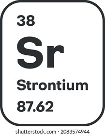 Symbol of chemical element Strontium as seen on the Periodic Table of the Elements, including atomic number and atomic weight. Vector illustration