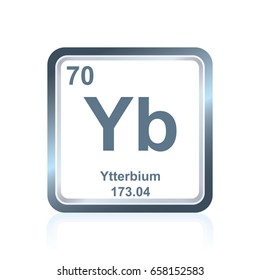 Symbol of chemical element ytterbium as seen on the Periodic Table of the Elements, including atomic number and atomic weight.