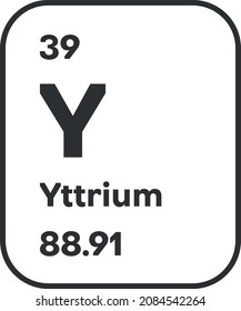 Symbol of chemical element Yttrium as seen on the Periodic Table of the Elements, including atomic number and atomic weight. Vector illustration
