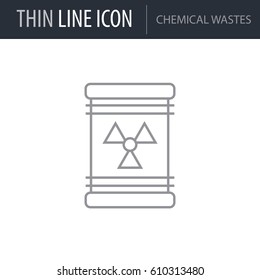Symbol of Chemical Wastes. Thin line Icon of Ecology Elements. Stroke Pictogram Graphic for Web Design. Quality Outline Vector Symbol Concept. Premium Mono Linear Beautiful Plain Laconic Logo