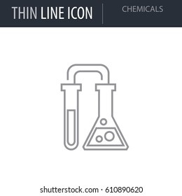 Symbol of Chemicals. Thin line Icon of Power And Energy. Stroke Pictogram Graphic for Web Design. Quality Outline Vector Symbol Concept. Premium Mono Linear Beautiful Plain Laconic Logo