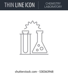 Symbol of Chemistry Laboratory. Thin line Icon of Icons Of Biochemistry And Genetics Icon. Stroke Pictogram Graphic for Web Design. Quality Outline Vector Symbol Concept. Premium Mono Linear