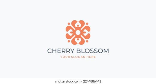 símbolo Modelo vectorial de diseño del logo de la flor de cerezo.