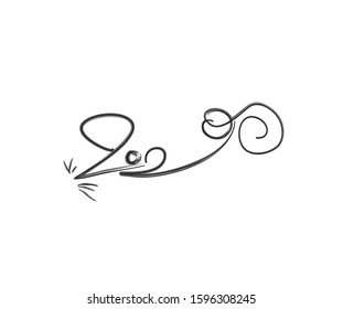 Symbol of Chinese calendar for the year of rat 2020. Liner of Rat handwritten by figures 2020 with handdrawn texture of chinese ink . Rat Symbol in lettering style. vector illustration.