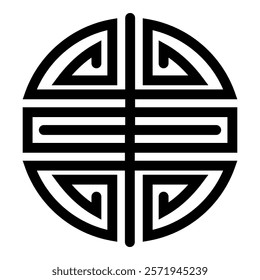 Symbol chinese character shou folk religion Asian happiness longevity icon black color vector illustration image flat style