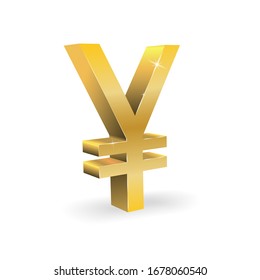 
Symbol, Chinese economy, icon of the Chinese currency Yuan.Gold coin. World economy, exchange rate, exchange, trading,3d font or number.The Japanese currency is the yen.Vector isolated image.