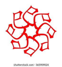 Symbol from chinese hieroglyphs. Translation of 12 zodiac animals branch, feng shui signs hieroglyph: 'Snake', "Si". Five elements. Yang fire element