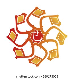 Symbol from chinese hieroglyphs. Translation of 12 zodiac animals branch, feng shui signs hieroglyph: 'Snake'. Five elements. Yang fire element