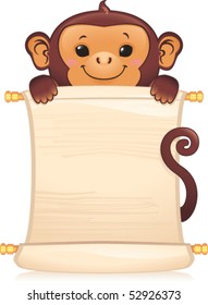 Symbol of Chinese horoscope - monkey with scroll