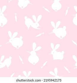 Symbol of chinese new year 2023 rabbit zodiac sign. Funny Bunnies seamless pattern, art background. Vector illustration