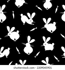 Symbol of chinese new year 2023 rabbit zodiac sign. Funny Bunnies seamless pattern, art background. Vector illustration