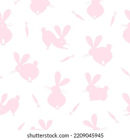 Symbol of chinese new year 2023 rabbit zodiac sign. Funny Bunnies seamless pattern, art background. Vector illustration