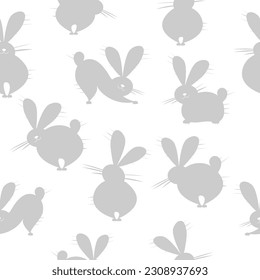 Symbol of chinese new year 2023 rabbit zodiac sign. Funny Bunnies seamless pattern, art background. Vector illustration