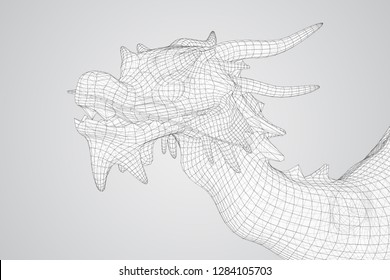 symbol of chinese new year. long flying dragon kite. vector 3d illustration