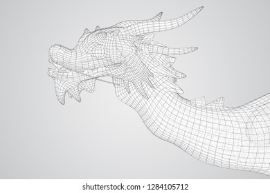 symbol of chinese new year. long flying dragon kite. vector 3d illustration