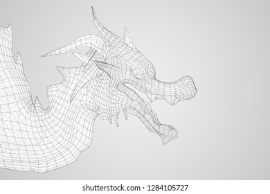 symbol of chinese new year. long flying dragon kite. vector 3d illustration