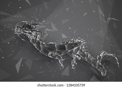 symbol of chinese new year. long flying dragon kite. vector 3d illustration