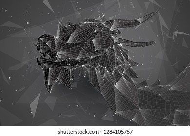 symbol of chinese new year. long flying dragon kite. vector 3d illustration