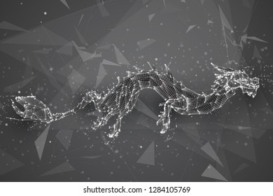 symbol of chinese new year. long flying dragon kite. vector 3d illustration