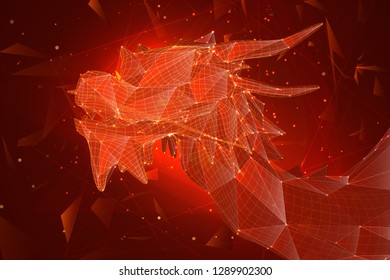 symbol of chinese new year. long flying dragon kite. vector 3d illustration