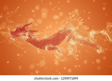 symbol of chinese new year. long flying dragon kite. vector 3d illustration