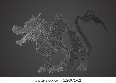 symbol of chinese new year. long flying dragon kite. vector 3d illustration