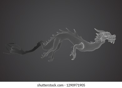 symbol of chinese new year. long flying dragon kite. vector 3d illustration