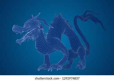 symbol of chinese new year. long flying dragon kite. vector 3d illustration