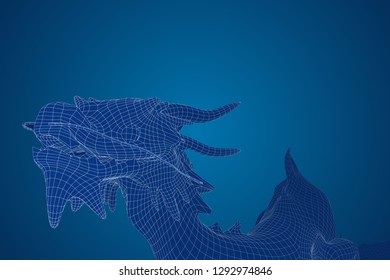 symbol of chinese new year. long flying dragon kite. vector 3d illustration
