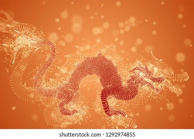 symbol of chinese new year. long flying dragon kite. vector 3d illustration