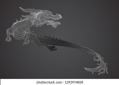 symbol of chinese new year. long flying dragon kite. vector 3d illustration