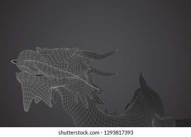symbol of chinese new year. long flying dragon kite. vector 3d illustration