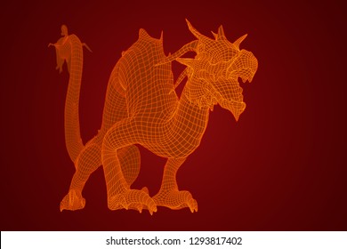 symbol of chinese new year. long flying dragon kite. vector 3d illustration
