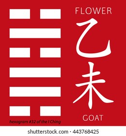 Symbol of i ching hexagram from chinese hieroglyphs. Hexagram of the I Ching